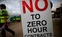 Zero-hours contracts placard Zero-hours contracts placard