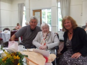 Jennie is flanked by Rhodri Morgan AM (former First Minister of Wales) and his wife, Julie Morgan who was MP for Cardiff North until the last election. Julie gave Jennie flowers on behalf of the members of Cardiff North CLP.